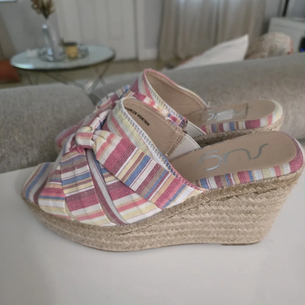 Sugar High‎ Wedge Womens Sandals Casual Size 8.5M Multi Color NEW